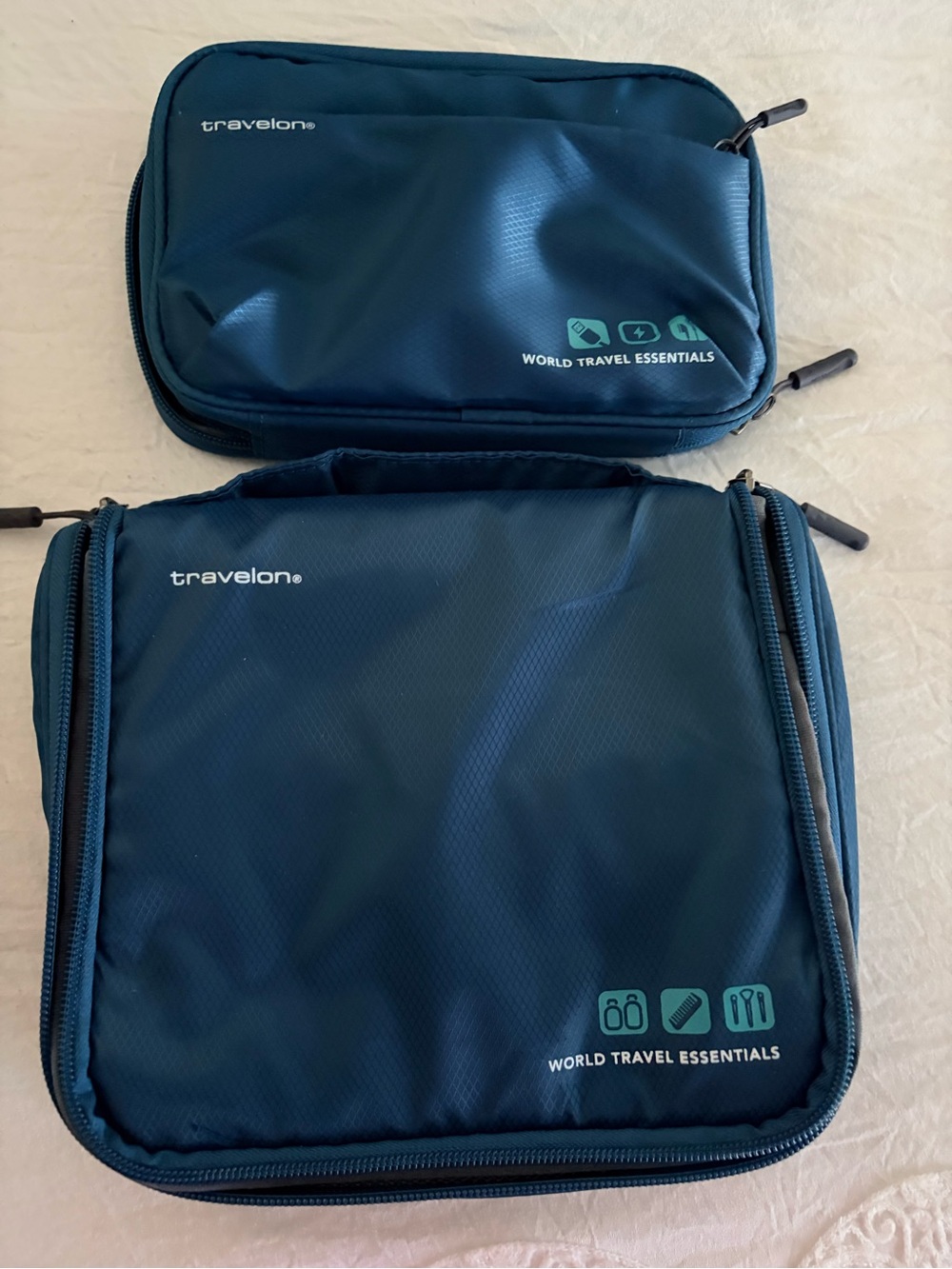 2 piece Travelon Dark Blue Toiletry Travel and Cord Organizer Set